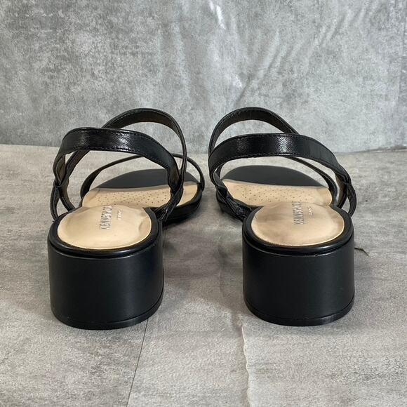KENNETH COLE NEW YORK Women's Black Leather Maisie Low Block Heel Sandals SZ 9.5 - Picture 5 of 9